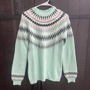 LOFT Mint and Patterned Women's Sweater